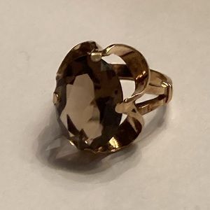 Faceted Light Brown Topaz or Smokey Quartz RING set in 18K GF